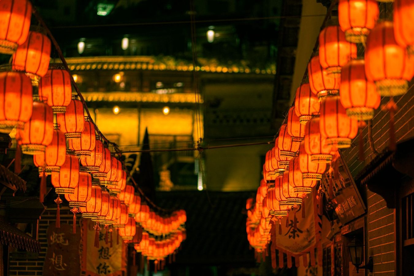 Red lanterns at night, Jiufen, Taiwan