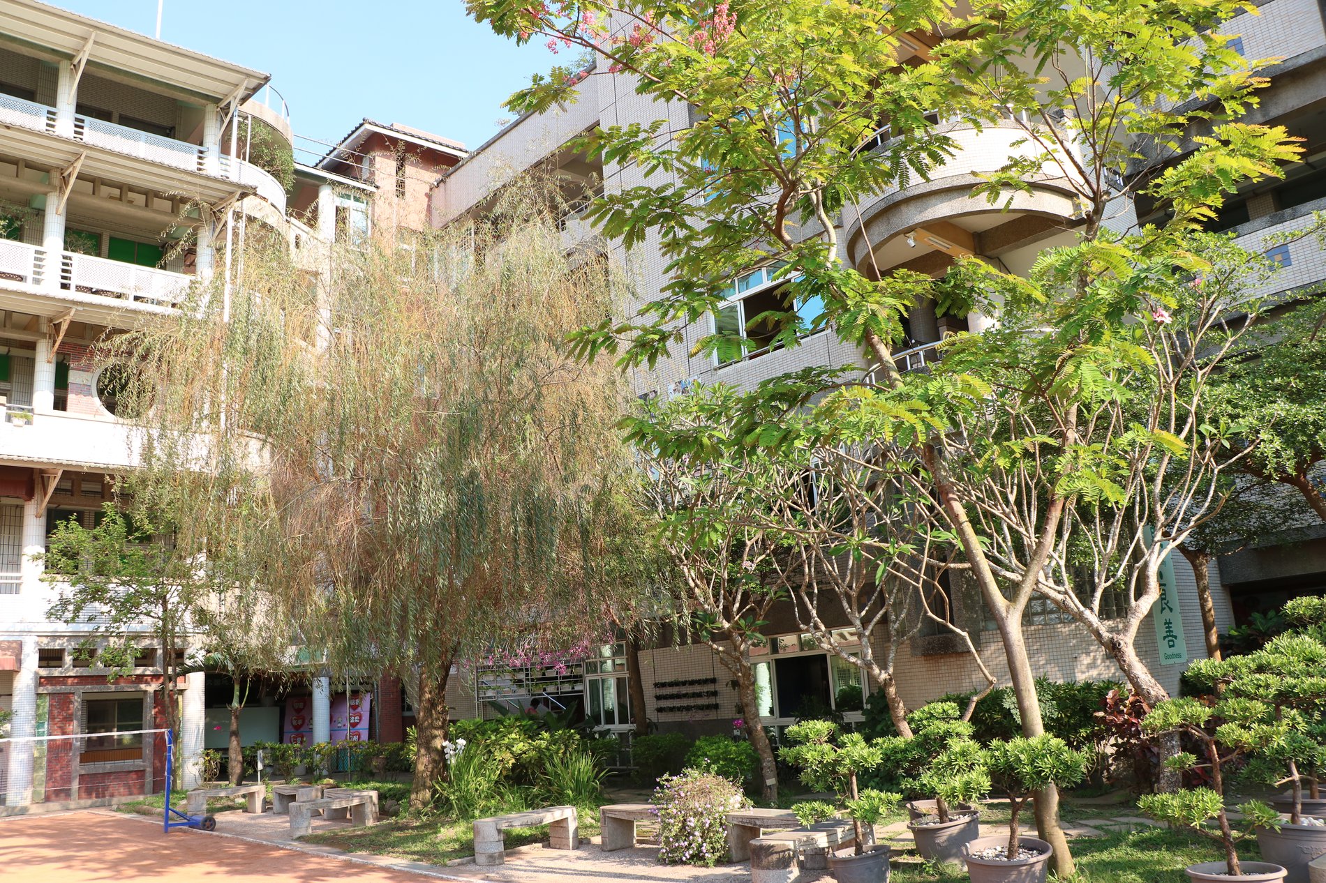 A quiet campus courtyard